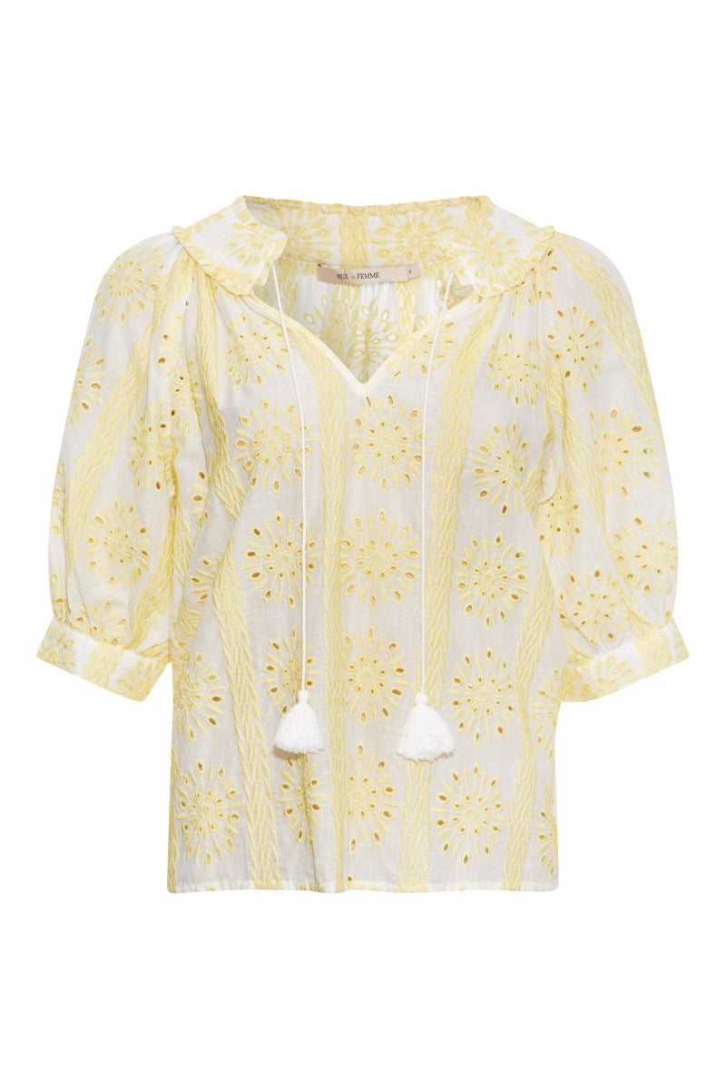 Rue de Femme Letita blouse RdF BLOUSE 702 Pastel yellow