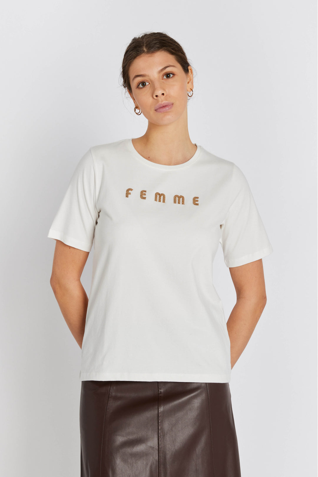 Rue de Femme RDFAlvinaSiv T-shirt T-SHIRTS 01118 White-Light sand