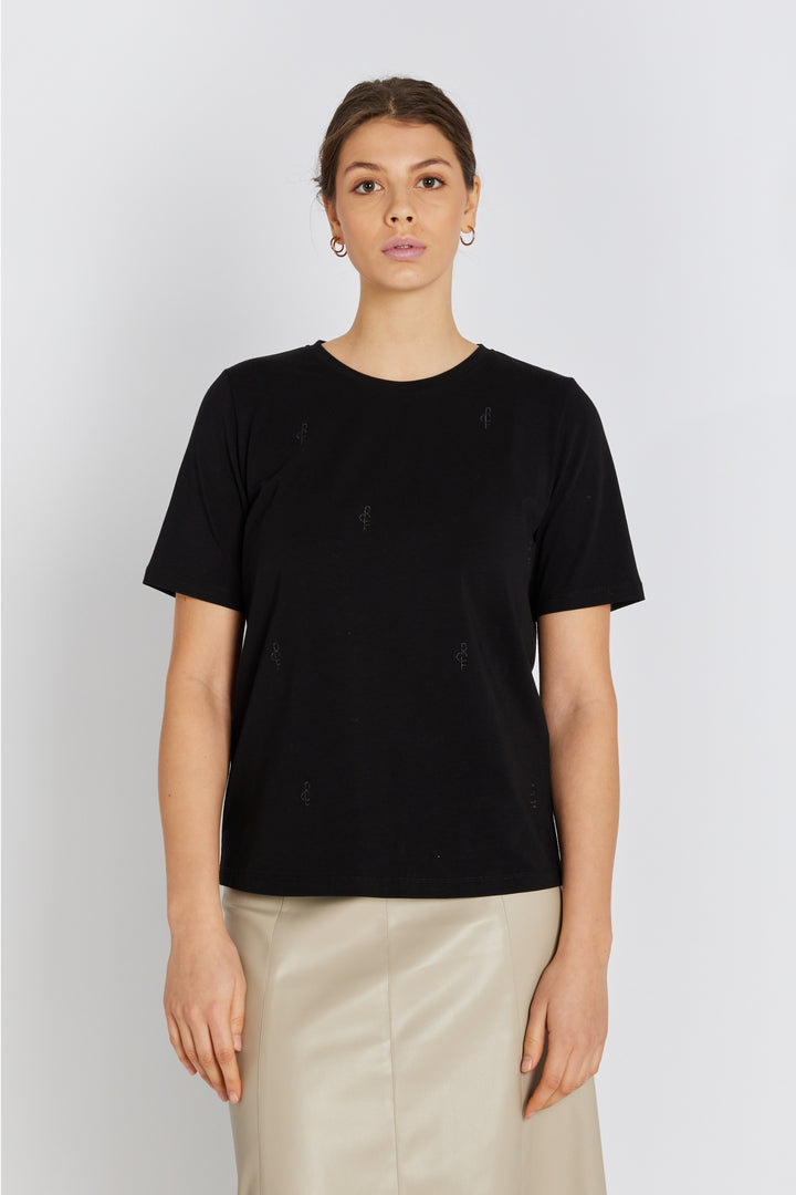 Rue de Femme RDFAlvina logo T-shirt T-SHIRTS Sort