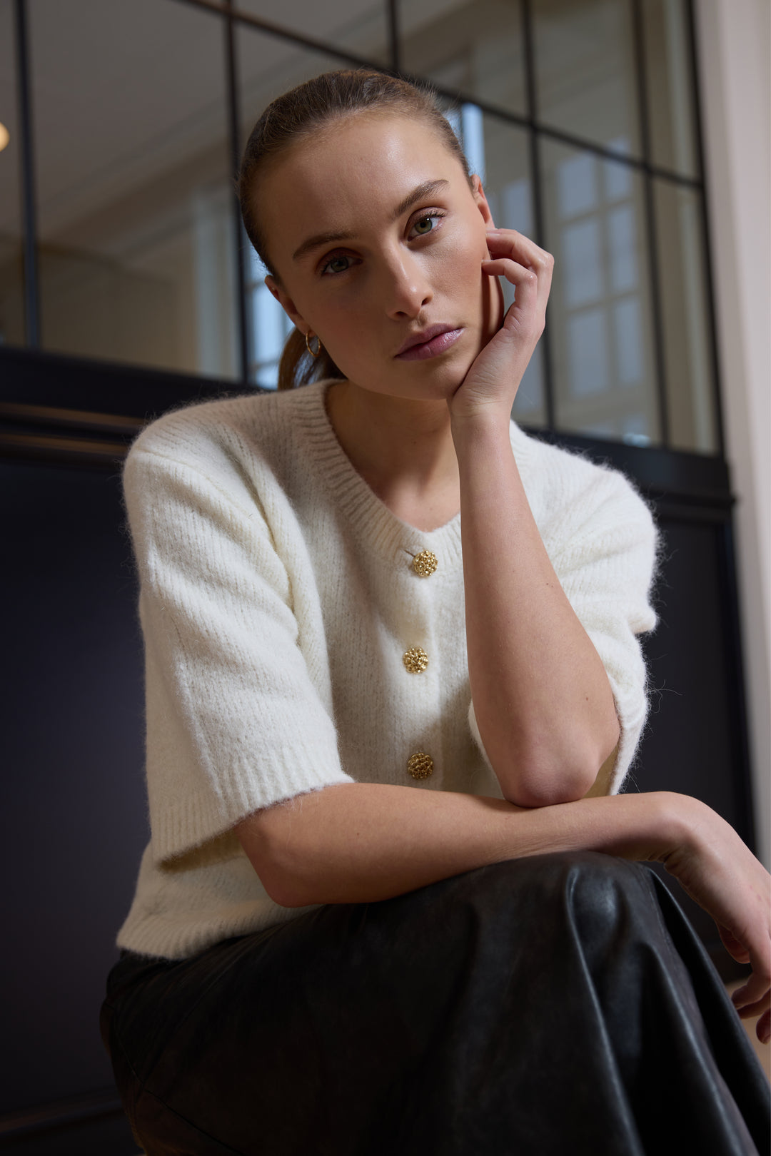 Rue de Femme RDFElisa strikcardigan KNITWEAR, HEAVY 02 Off white