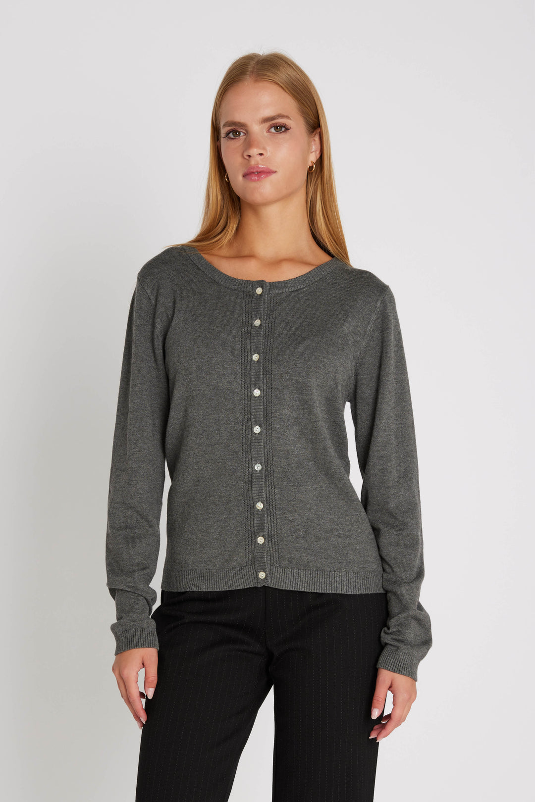 Rue de Femme RDFHeloise strikket cardigan KNITWEAR, LIGHT 403 Storm grey
