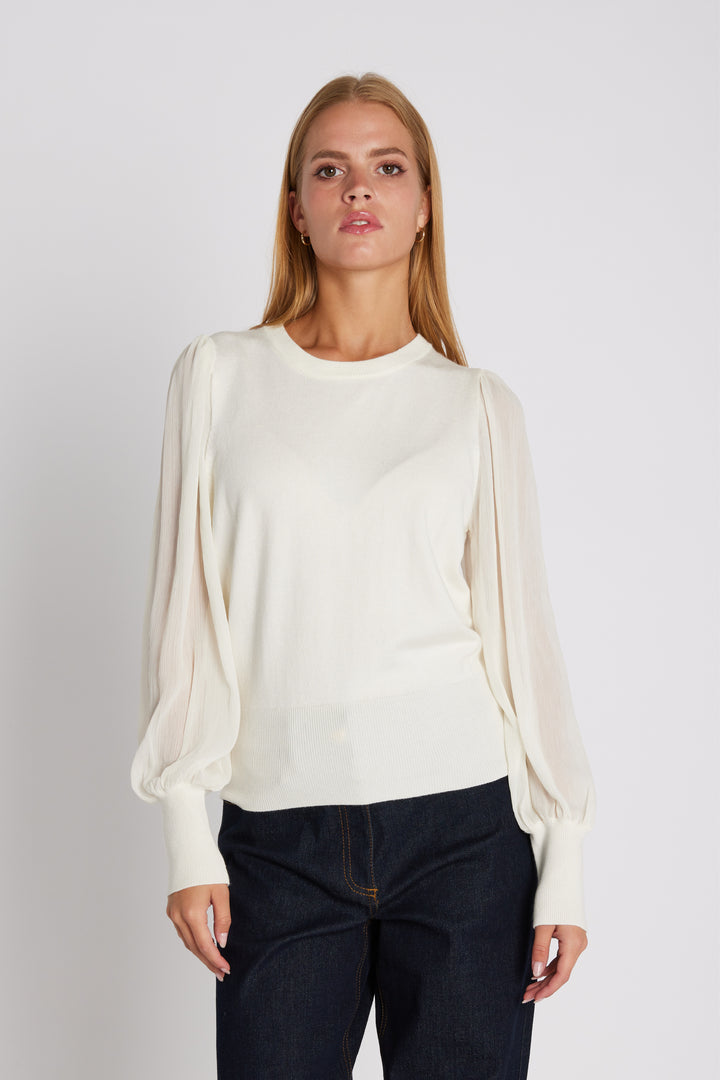 Rue de Femme RDFKatrica strikbluse KNITWEAR 01 White