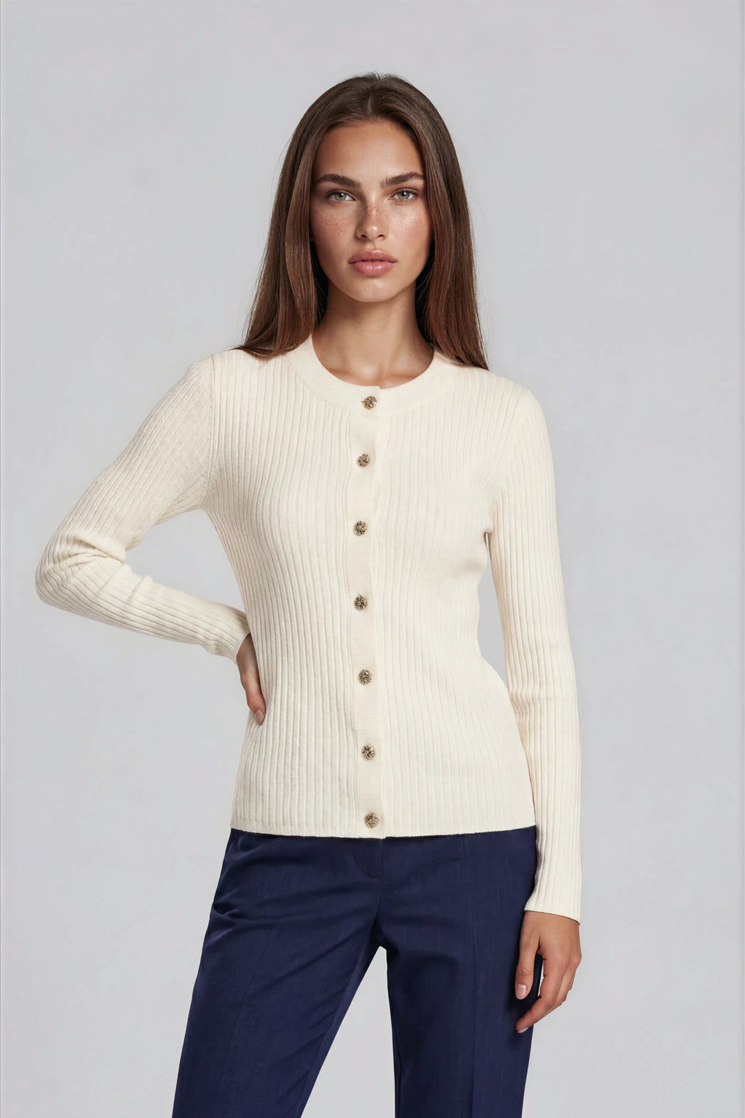 Rue de Femme RDFLope strikcardigan KNITWEAR 01 White
