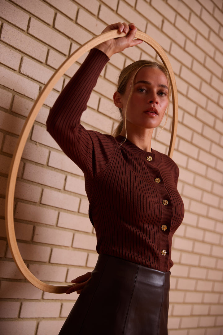 Rue de Femme RDFLope strikcardigan KNITWEAR 169 Potting soil