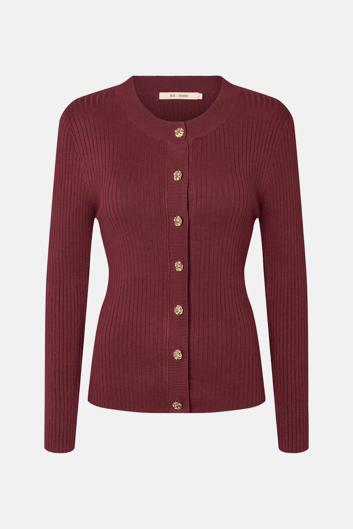 Rue de Femme RDFLope strikcardigan KNITWEAR, LIGHT 306 Wine