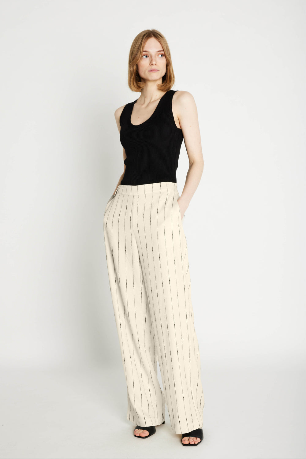 Rue de Femme RDFMea brede bukser TROUSERS 02 Off white