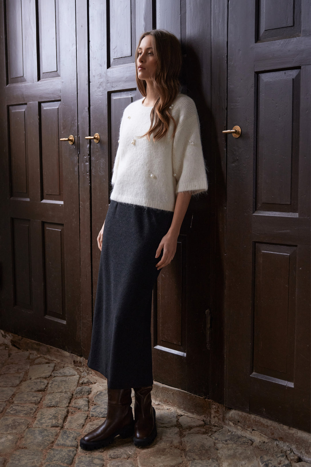 Rue de Femme RDFOlana lang nederdel SKIRTS Sort