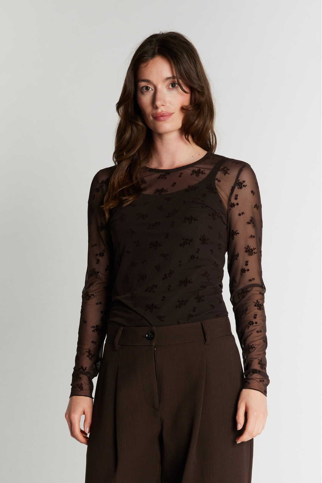Rue de Femme RDFRound neck bluse BLOUSE 194 Chocolat