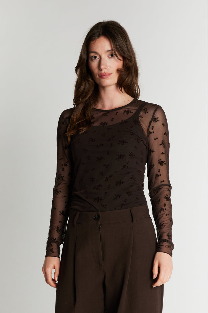 Rue de Femme RDFRound neck bluse BLOUSE 194 Chocolat