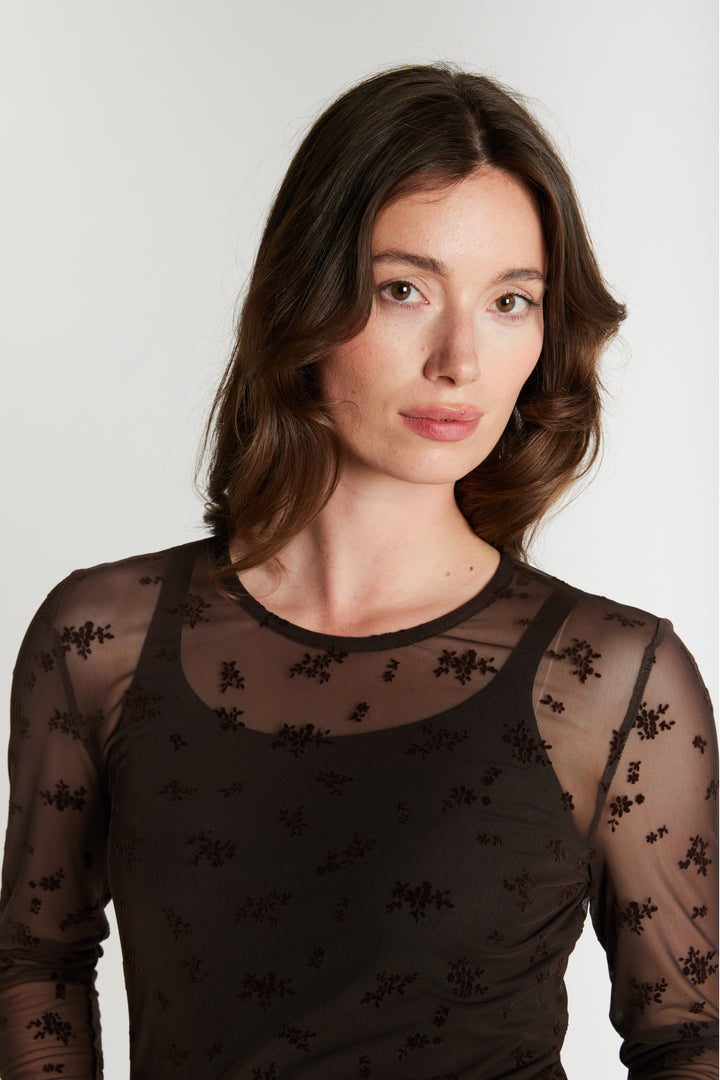 Rue de Femme RDFRound neck bluse BLOUSE 194 Chocolat