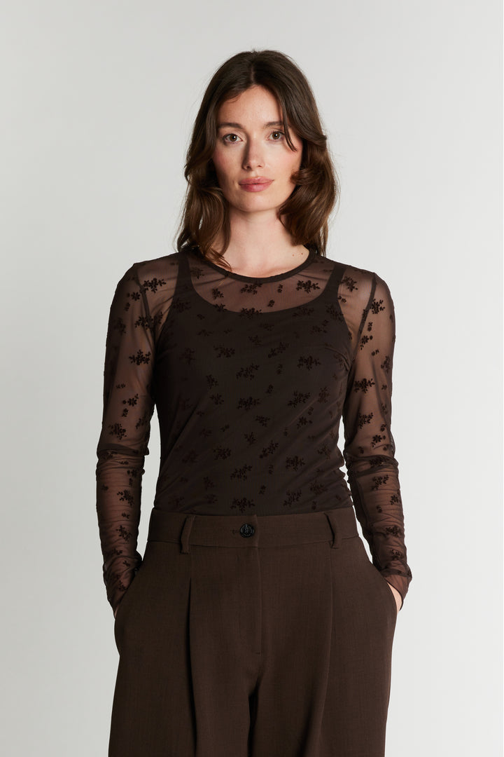 Rue de Femme RDFRound neck bluse BLOUSE 194 Chocolat