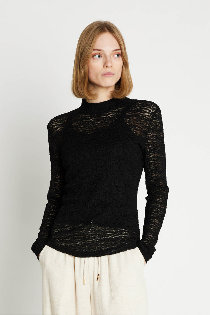 Rue de Femme Roll neck bluse BLOUSE Sort