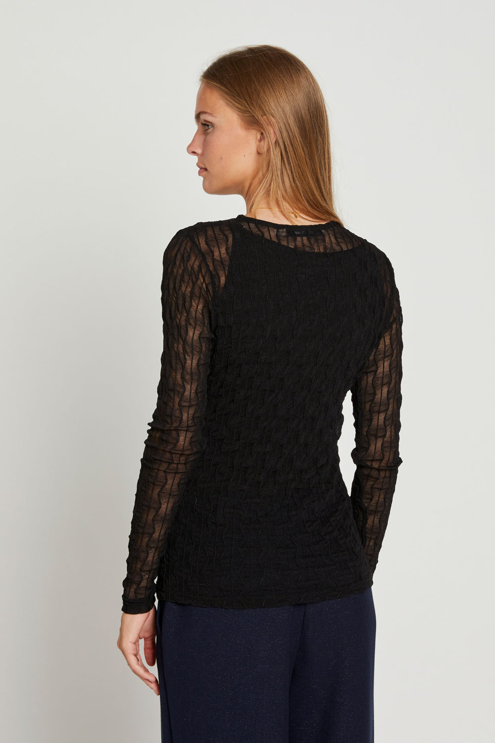 Rue de Femme Round neck blouse BLOUSE Sort