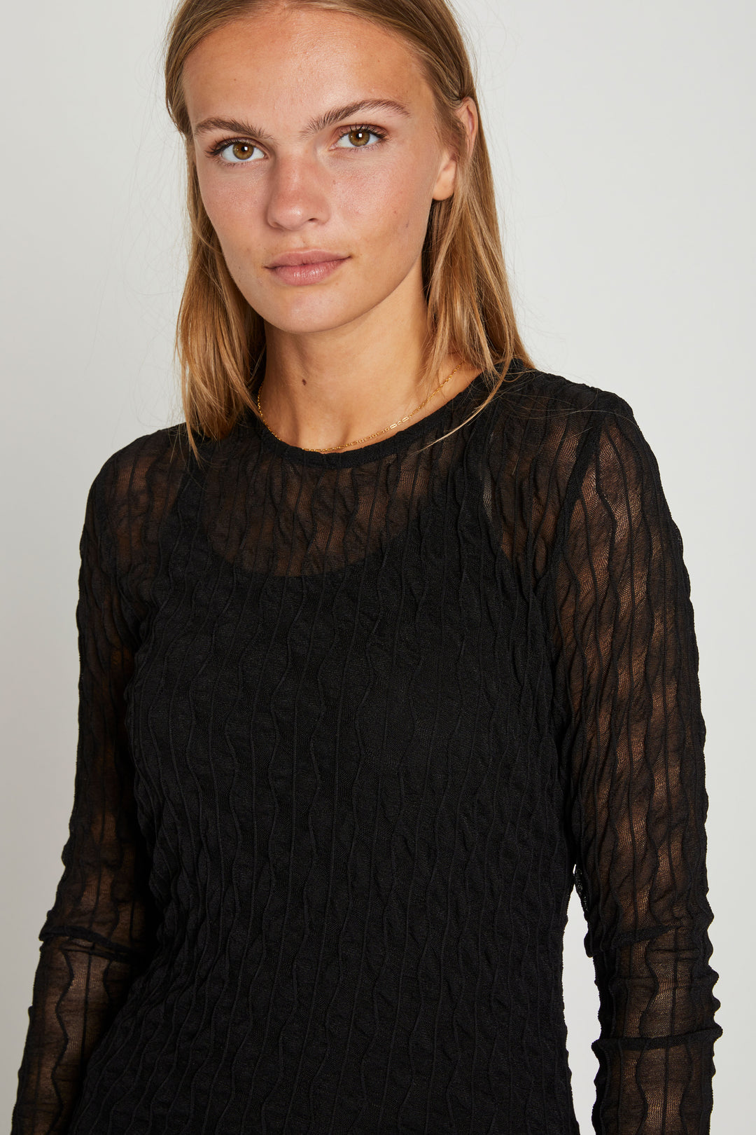 Rue de Femme Round neck blouse BLOUSE Sort