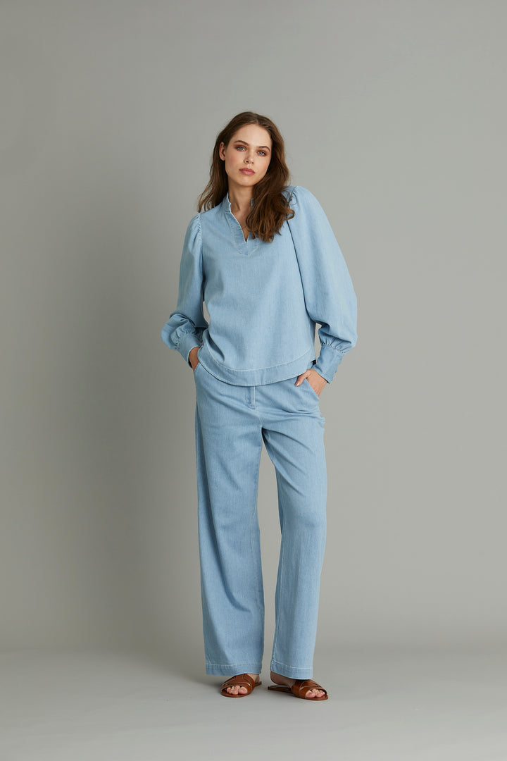 Rue de Femme Tana wide bukser TROUSERS 203 Light blue denim