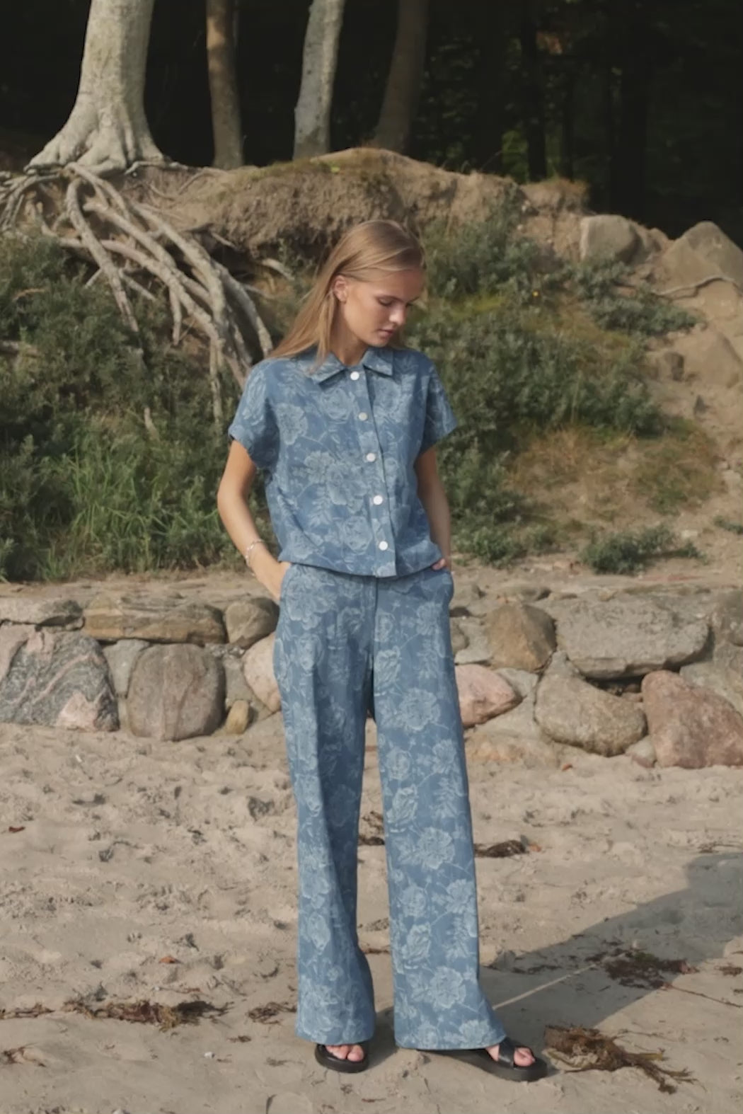 Rue de Femme 7510RDFNewTana brede bukser TROUSERS 213 Sky blue