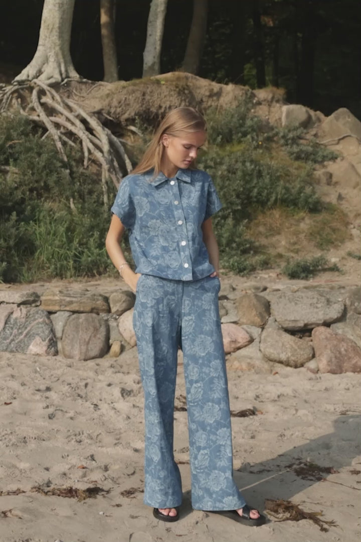Rue de Femme 7510RDFNewTana brede bukser TROUSERS 213 Sky blue
